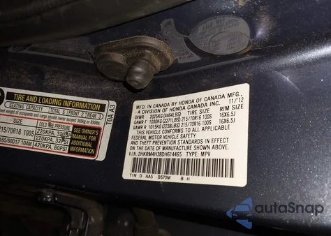 2013 Honda Cr-V Lx from USA, damaged, VIN 2HKRM4H38DH614465